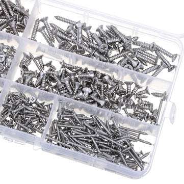 Suleve MXSP6 600Pcs M2.2/M2.9/M3.5 Stainless Steel Pozi Raised Countersunk Self-Tapping Screw