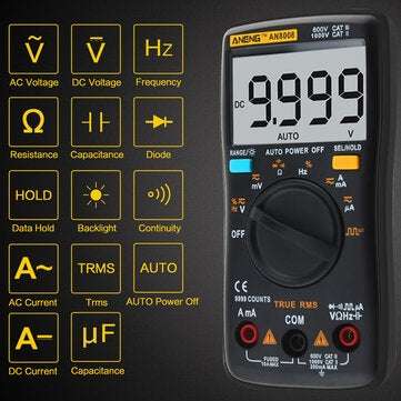ANENG AN8008 True RMS Digital Multimeter 9999 Counts Backlight AC DC Current Voltage Resistance Freq