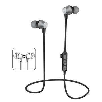 Mykind T2 bluetooth Earphone Magnetic Adsorption Heavy Bass TF Card Sports Headpho... (COLOR.: GREY)