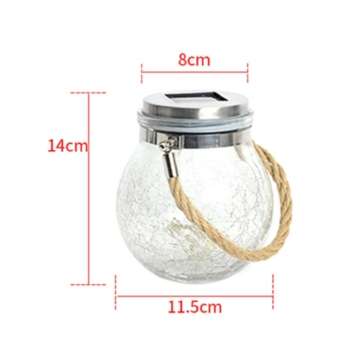 LED Solar Power Crackle Ball-shaped Mason Jar Copper Wire Hanging Lights for Outdoor Patio Tree Deco