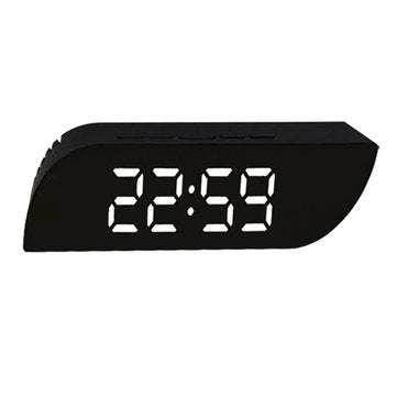 Digital LED Trapezoidal Mirror Alarm Clock Time Date Temperature Cyclically Display Calendar Snooze