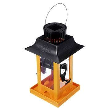 Solar Powered LED Hanging Wild Bird Food Feeder Seeds Container Storage Feeding