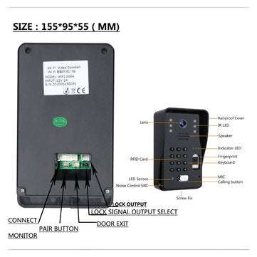 ENNIO SY709BMJLP11 7 inch Wifi Wireless Video Door Phone Doorbell Intercom System with Wired Fingerp