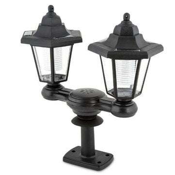 Garden Double Head Solar LED Light Wall Mounted Post Lantern Pathway Vintage Lamp Lawn Light