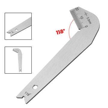 Stainless Steel Drill Bit Sharpening Angle Gauge 118 Degree Scale Gage Measuring Tool