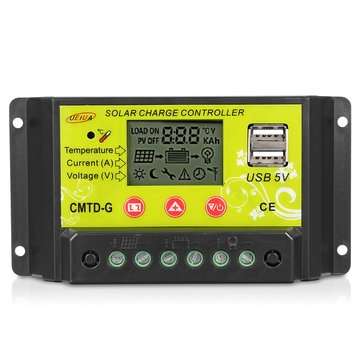 Intelligent 10A/20A 12V 24V LCD PWM Solar Panel Charge Controller Regulator (AMPERE: 10A)
