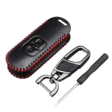 Polyurethane Remote Car Key Case Protector Cover with Keychain For Mazda 2 3 6 Axel... (COLOR3: RED)