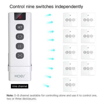 Moeshouse 9 /1 Channel RF433 Remote Control for WiFi Curtain Switch RF Roller Blinds Module Battery