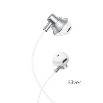 HOCO M75 Magnetic Headphone 3.5mm AUX Jack Wired Earphone Stereo Music Sport Hifi... (COLOR: SILVER)