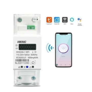 DDS238-2WIFI 90-300V 50/60Hz Tuya Single Phase 65A Din Rail WIFI Smart Energy Meter Timer Power Cons