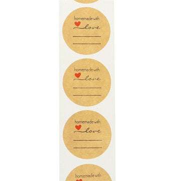 500pcs/roll 1 Inch Label DIY Round Kraft Label Handmade With Love Label Stickers Adhesive Sticker Pa