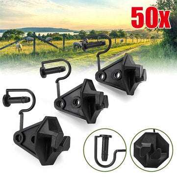 50pcs Pin Lock Nail-on Insulators For Electric Fence With Steel Post Wire Cord Electric Wire Fence