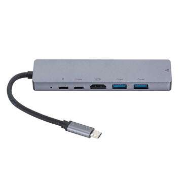 6 In 1 Portable Type-C HUB Adapter USB C To HDMI RJ45 USB3.0 Laptop Docking Stations For MacBook Mat