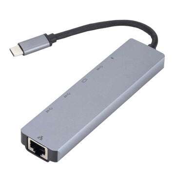 6 In 1 Portable Type-C HUB Adapter USB C To HDMI RJ45 USB3.0 Laptop Docking Stations For MacBook Mat