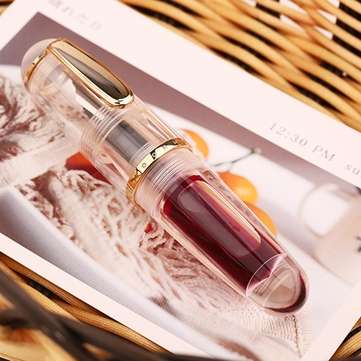 Moonan Q1 Mini Fountain Pen 0.38mm EF Nib Fine Tip Ink Pen Oval Fat Hand Des... (COLOR: TRANSPARENT)