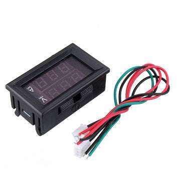 DC 0-300V 500A Voltage Current Panel Meter Digital Blue Red Dual LED Voltmeter Ammeter With 500A/75m