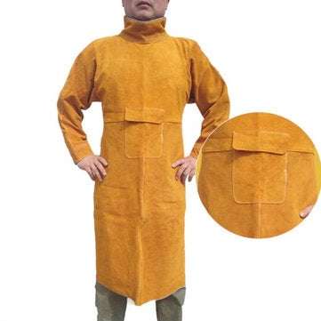 Durable Leather Welding Clothes Long Coat Apron Protective Clothing Apparel