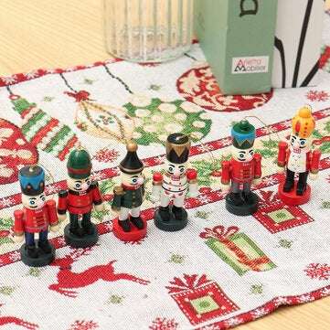 6pcs 6cm Color Nutcracker Christmas Pendant Wooden Nutcracker Doll Soldier Vintage Handcraft Puppet