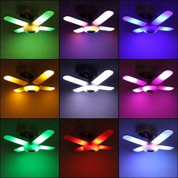 E27 bluetooth Music RGB LED Garage Light Bulb Deformable Folding Ceiling Lamp Home Fixture AC85-265V