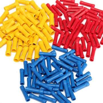 50Pcs Insulated Butt Wire Connector Crimp Terminal 10-22AWG 0.5-6.0mm PVC Kit