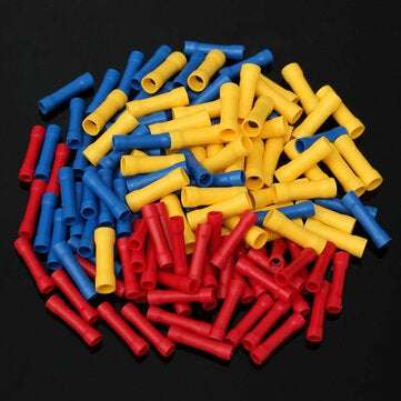 50Pcs Insulated Butt Wire Connector Crimp Terminal 10-22AWG 0.5-6.0mm PVC Kit