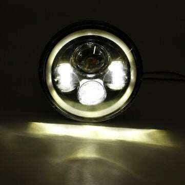 5.75" Round LED Headlight Blue Halo Ring Angel Eyes For Jeep Wrangler JK TJ LJ CJ