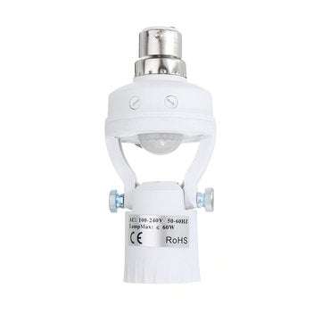 AC100-240V 60W B22 To E27 Adjustable Infrared Human Sensor Socket Light Bulb Adapter Lamp Holder