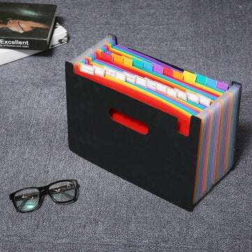 A4 24 Pockets Expanding Folder Accordion Multicolour Stand Expandable Portable Accordion File Busine