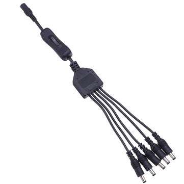 5.5*2.1mm 1 Female to 5 Male Way Splitter Connector with Switch for CCTV Camera LED Strip Light DC12