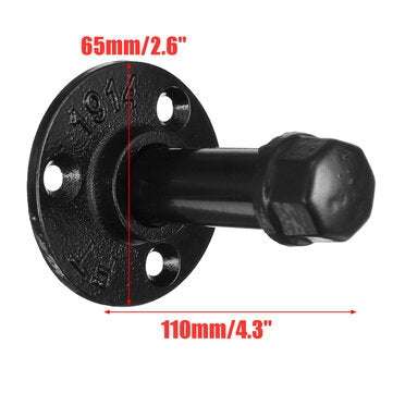 Urban Industrial Style Iron Water Pipe Effect Wood Wall Shelf Coat Hooks Rack