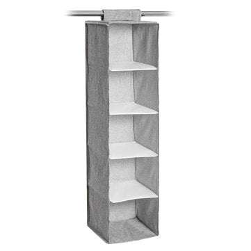 5 Tiers Cotton Linen Storage Hanging Bag Washable Wardrobe Closet Hanging Shoes Shelf Organizer for