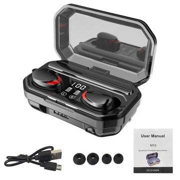 M15 TWS bluetooth 5.1 Earbuds Mini Portable Wireless Earphone Stereo IPX7 Waterproof Headphone Heads