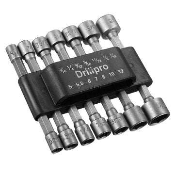 Drillpro 14pcs 1/4 Inch Hex Shank Power Nut Driver Drill Bit Set SAE Metric Socket Wrench Screw Scre
