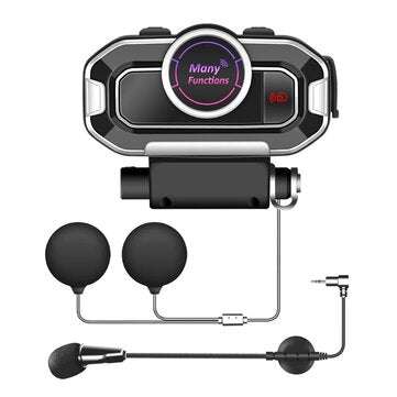 Bakeey V9 Motorcycle Helmet Intercom Heaphone bluetooth 5.0 Waterproof Headset FM ... (COLOR: BLACK)