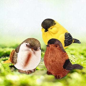 6 Pcs Resin Lifelike Bird Ornament Figurine Parrot Model Toy Gard Lawn Decorations