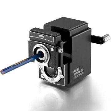 Deli 0668 Pencil Sharpener Vintage Camera Pencil Sharpener Creative Hand Stationery Student Gift Ske