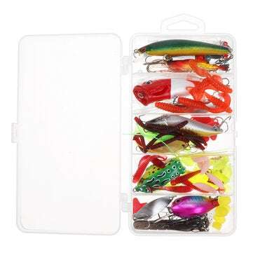 Fishing Accessories Kit Fishing Tackle Set +Tackle Box Pliers Jig Hooks Tools Kit