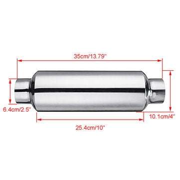 Universal Turbine Exhaust Muffler Resonator 304 Stainless Steel 2.5 Inch Inlet 2.5 Inch Outlet