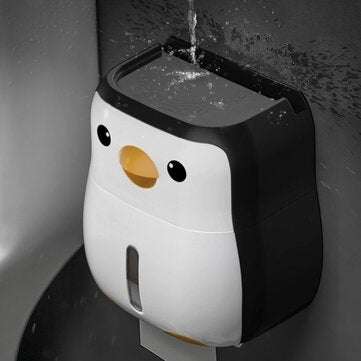 Toilet Paper Holder Cartoon Penguin Tissue Box Wall Mounted Roll Paper Shelf Bathroom Storage Rack