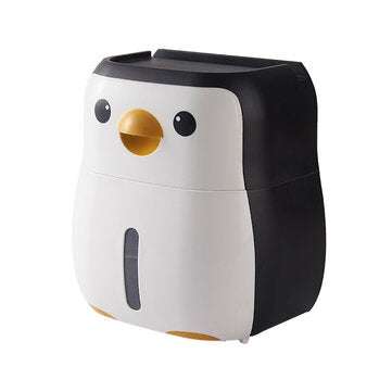 Toilet Paper Holder Cartoon Penguin Tissue Box Wall Mounted Roll Paper Shelf Bathroom Storage Rack