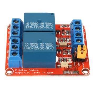 5Pcs 12V 2 Channel Relay Module With Optocoupler Support High Low Level Trigger