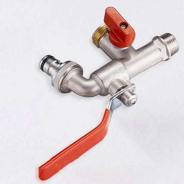 TMOK DN20 3/4`` Brass 1 in 2 out Washing Machine Faucet Male Thread Double Outlet Tap w/ Water Flow