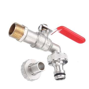TMOK 1/2`` Lever Brass Single Cold Tap Washing Machine Faucet Adapter w/ Nozzle Male Thread for Gard