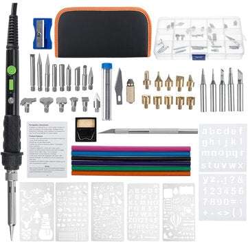 56Pcs 60W Adjustable Temperature Electric Welding Solder Iron Tool (PLUG: EUPLUG)