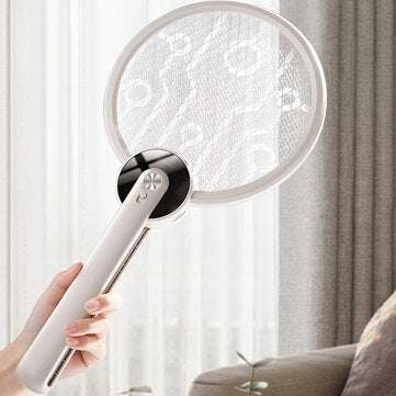 Cafele 2 In 1 Silent Mosquito Swatter Foldable Portable Cordless Outdoor Camping U... (COLOR: BEIGE)