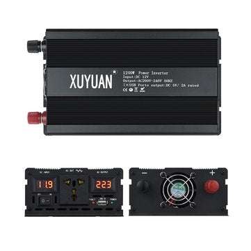 Universal Socket 1200W Display Inverter DC12V/24V to AC 220V Pure Sine Wave Power ... (VOLTAGE: 24V)