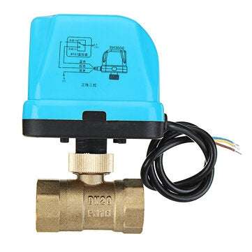 TMOK 1/2" 3/4" 1" 1-1/4" Blue Shell Motorized Electric Brass Ball Valve 3 Wire AC... (SIZE: 3/4INCH)