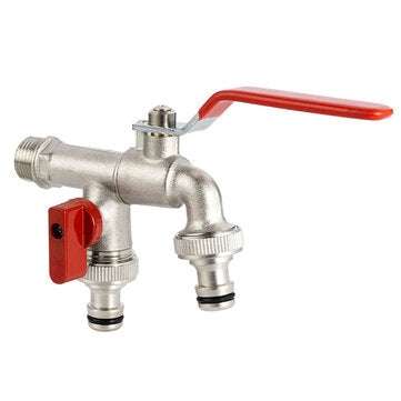 TMOK 1/2 Inch DN15 Outdoor Double Head Tap Garden Brass Bibcock Faucet Outlet Replac... (STYLE: #01)