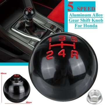 5/6 Speed Alloy Gray Gear Shift Knob Round Ball Shape For Honda M10x1.5 Thread (SPEED: 5SPEED)