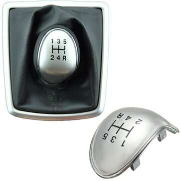 5 Speed Gear Stick Shift Knob Cap Cover Black/Chrome Replacement For Ford Fiesta... (COLOR.: CHROME)
